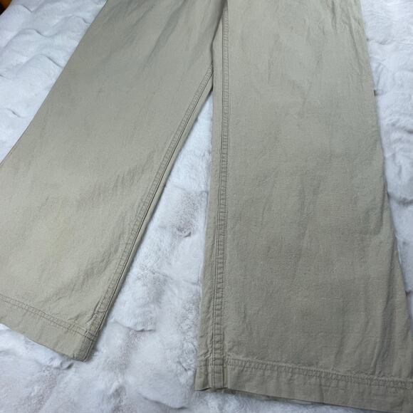 š5/$25 GUESS Linen Cotton Blend Wide Leg Relaxed Fit Mid Rise Khaki Pants 32 - Picture 5 of 16